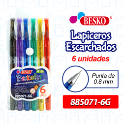 LAPICERO ESCARCHADO X6 COLORES - Cod.885071-6G