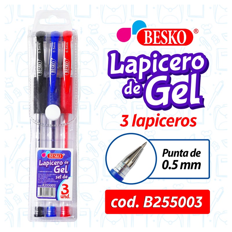 LAPICERO DE GEL 03 COLORES - Cod.B255003