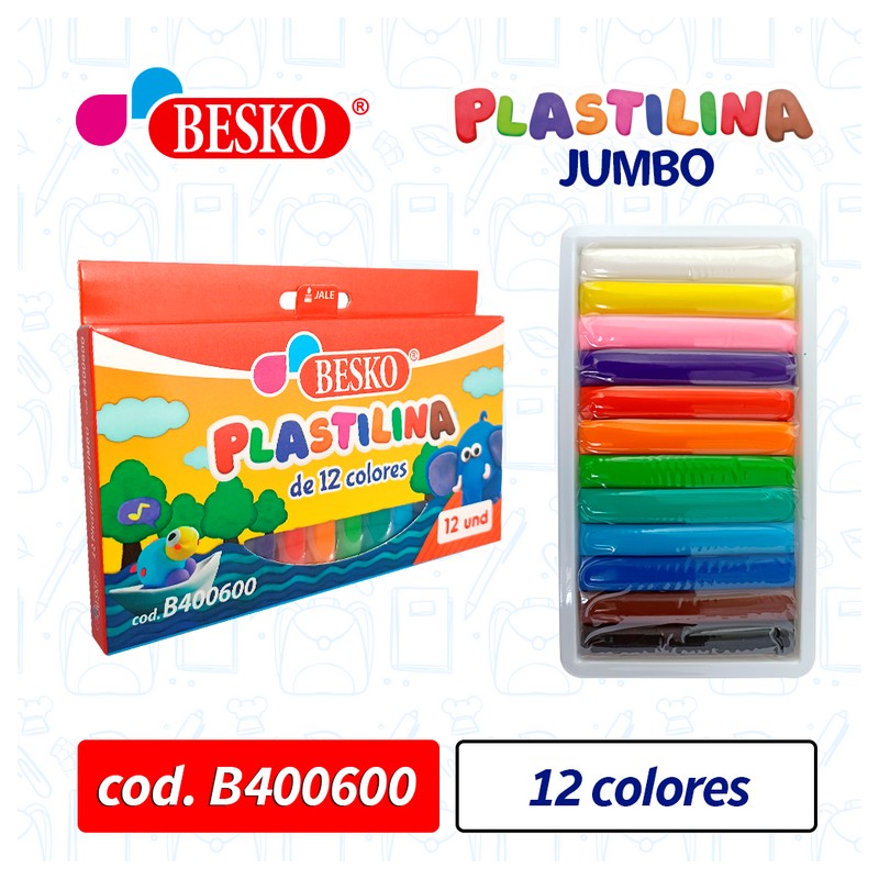 PLASTILINA JUMBO 12 COLORES - Cod.B400600