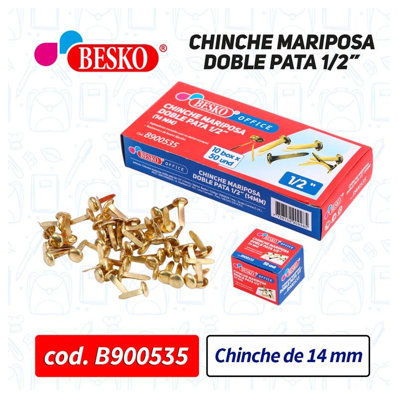 CHINCHE MARIPOSA DOBLE PATA 1/2" 14MM - Cod.B900535