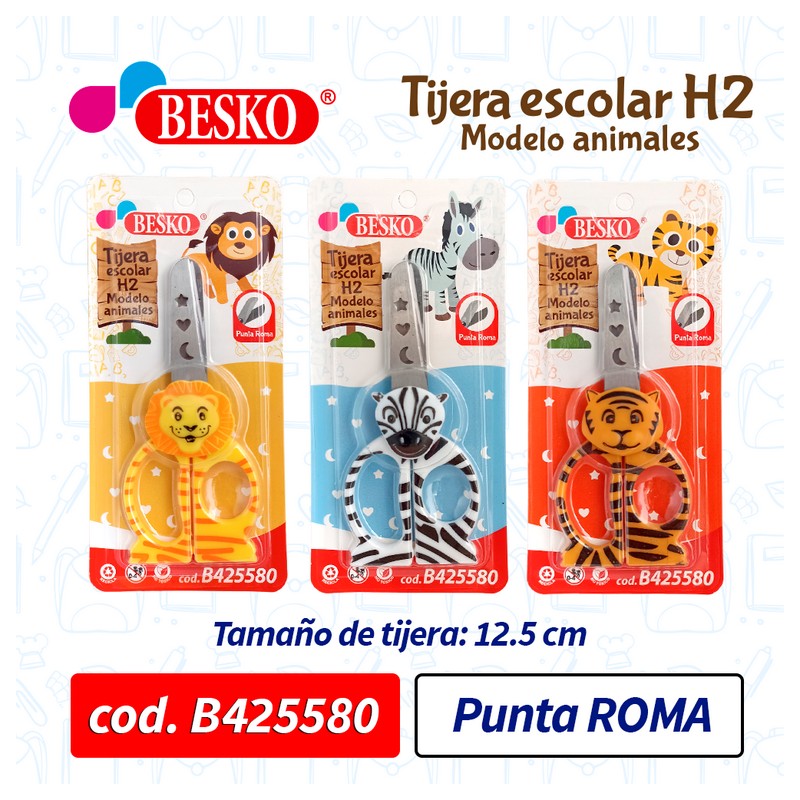 TIJERA ESCOLAR "H2" PUNTA ROMA - MOD. ANIMALES - Cod.B425580