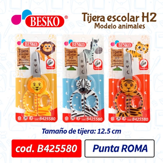 TIJERA ESCOLAR "H2" PUNTA ROMA - MOD. ANIMALES - Cod.B425580