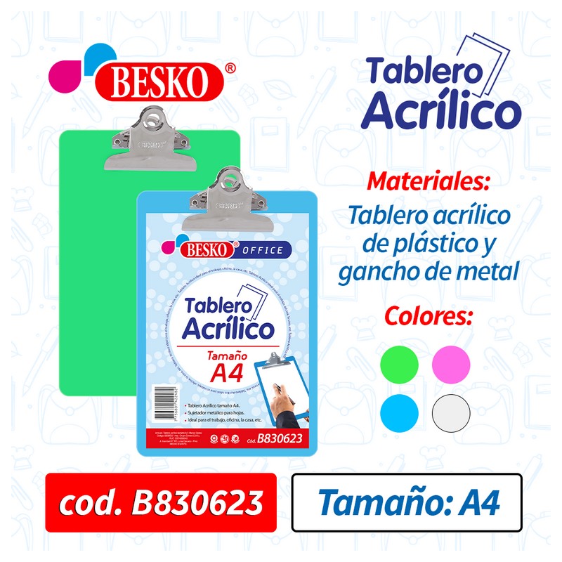 TABLERO ACRILICO A4 - Cod.B830623