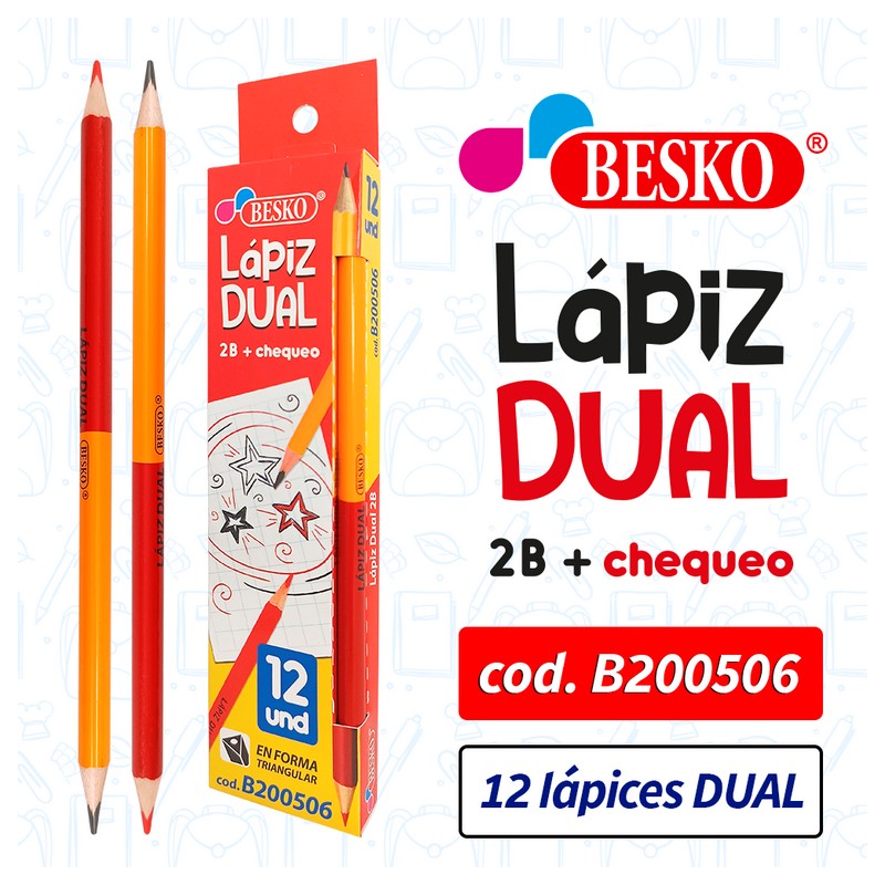 LAPIZ DUAL BESKO (2B+CHEQUEO) - Cod.B200506