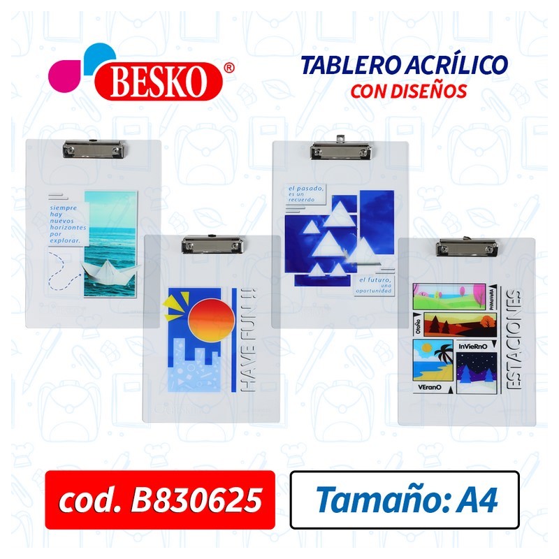 TABLERO ACRILICO "A4" DISEÑOS - Cod.B830625