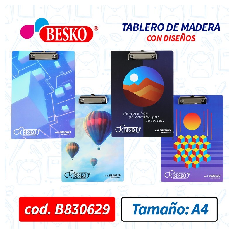 TABLERO TIPO MADERA CON DISEÑO "A4" - Cod.B830629