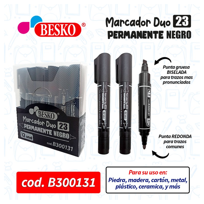 MARCADOR DUO "23" COLOR NEGRO BOX/10SET - Cod.B300131