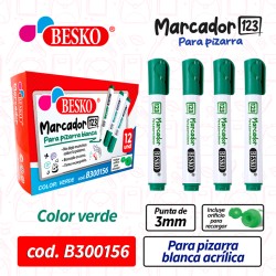 MARCADOR PIZARRA 123 (VERDE) BESKO/BOX 4 DOC - Cod.B300156