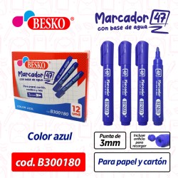 MARCADOR AL AGUA 47 (AZUL) BOX 4 DOC - Cod.B300180