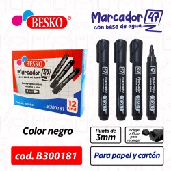 MARCADOR AL AGUA 47 (NEGRO) BOX 4 DOC - Cod.B300181