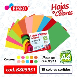 HOJA A4 COLORES BESKO/ PAQ 10COLOR 500U - COD.B805951