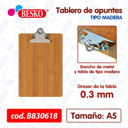 TABLERO DE MADERA BESKO A5 - Cod.B830618