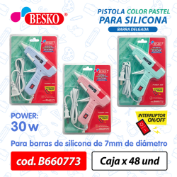 B660773 - Pistola para aplicar silicona (COLOR PASTEL) 30W