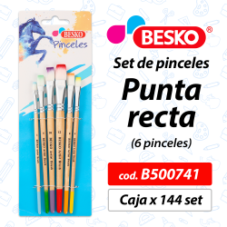 B500741 - SET DE PINCELES PUNTA RECTA X6 PINCELES