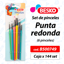 B500749 - SET DE PINCELES PUNTA REDONDA X6 PINCELES